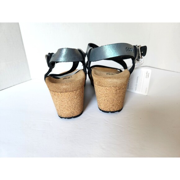 Papillio Birkenstock Sibyl Nubuck Wedge Sandals 38 US 7.5-8 Metallic Black - Picture 9 of 16